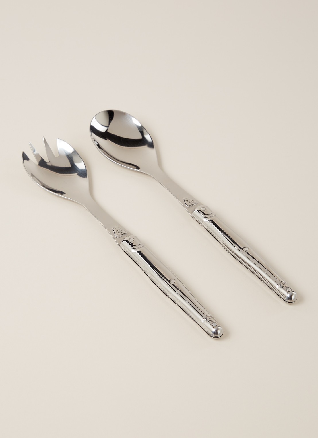 Laguiole Jean Dubost Saladebestek 2-delig - voorkant 2 zilver