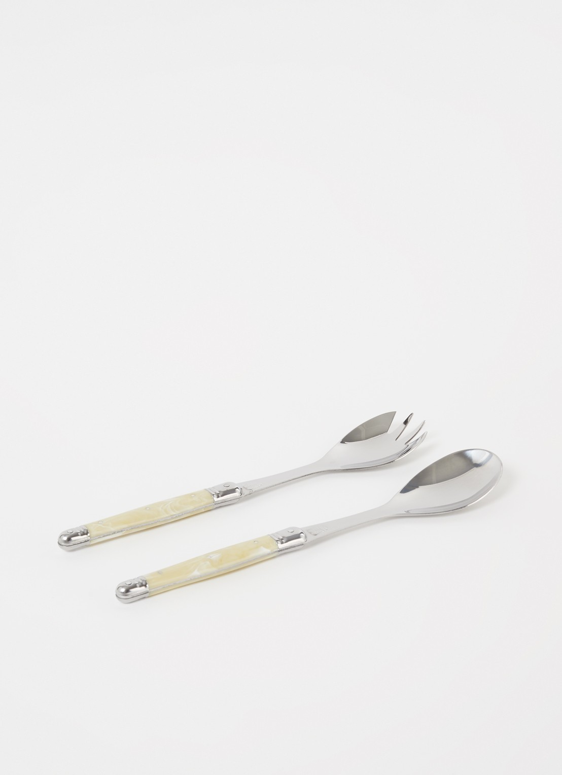 Laguiole Jean Dubost Saladebestek 2-delig - voorkant 2 vanillegeel