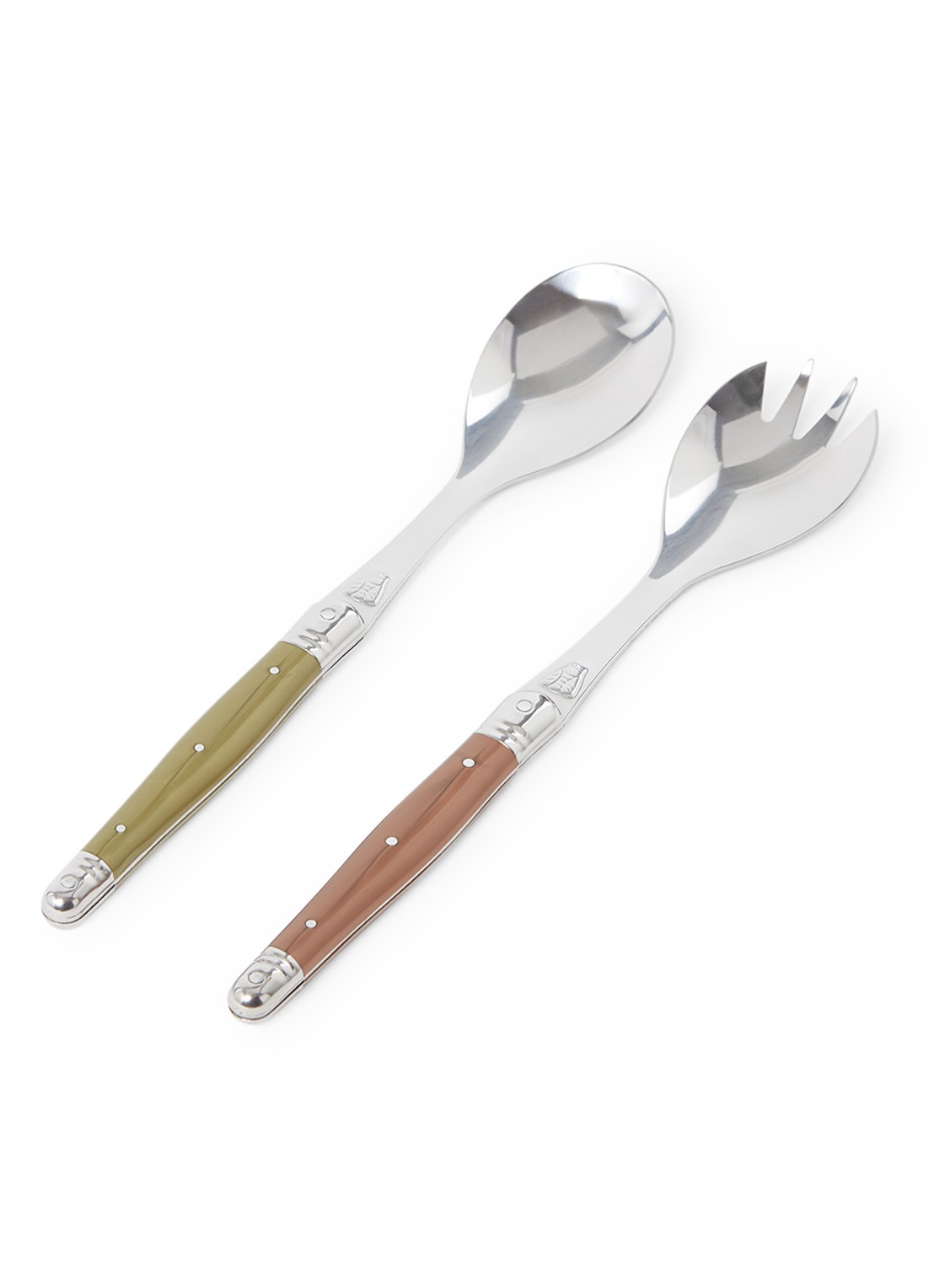 Laguiole Jean Dubost Saladebestek 2-delig - voorkant 2 lichtbruin