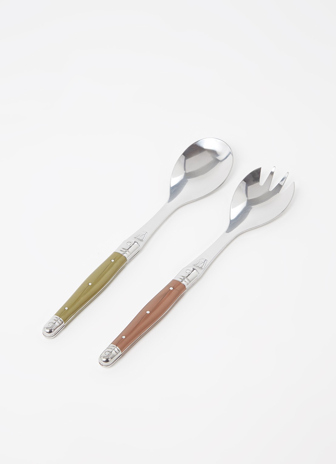 Laguiole Jean Dubost Saladebestek 2-delig - voorkant 3 lichtbruin