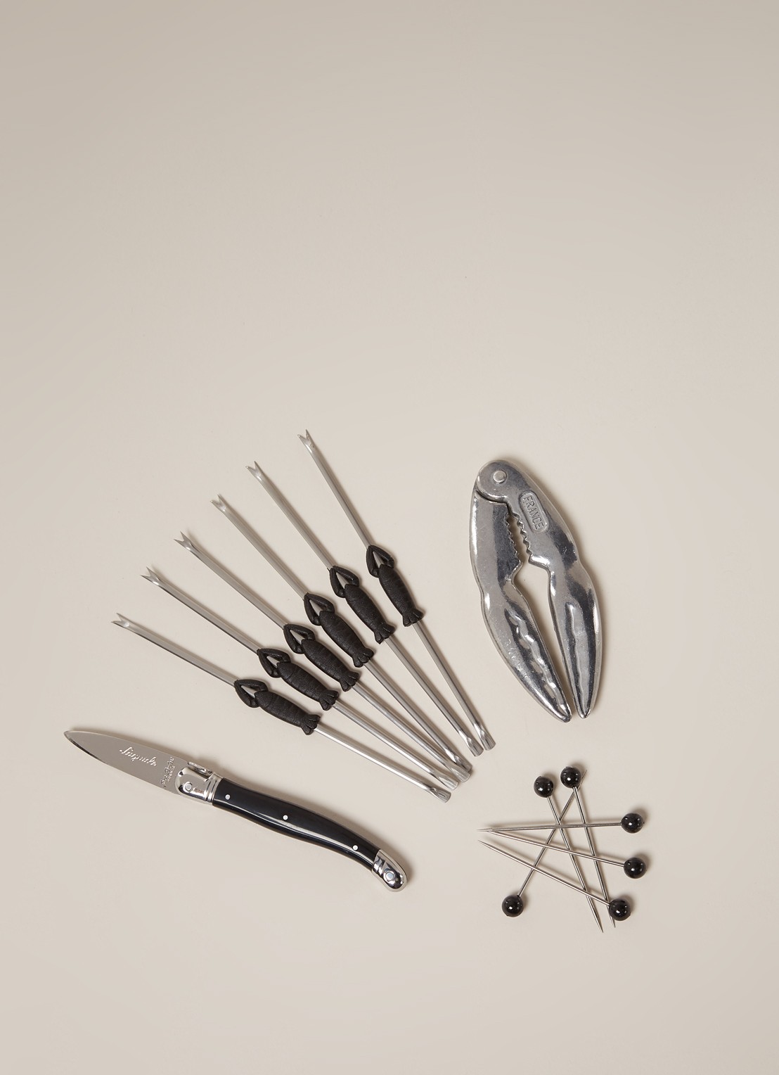 Laguiole Jean Dubost Sea Food bestekset 14-delig - voorkant 2 zwart