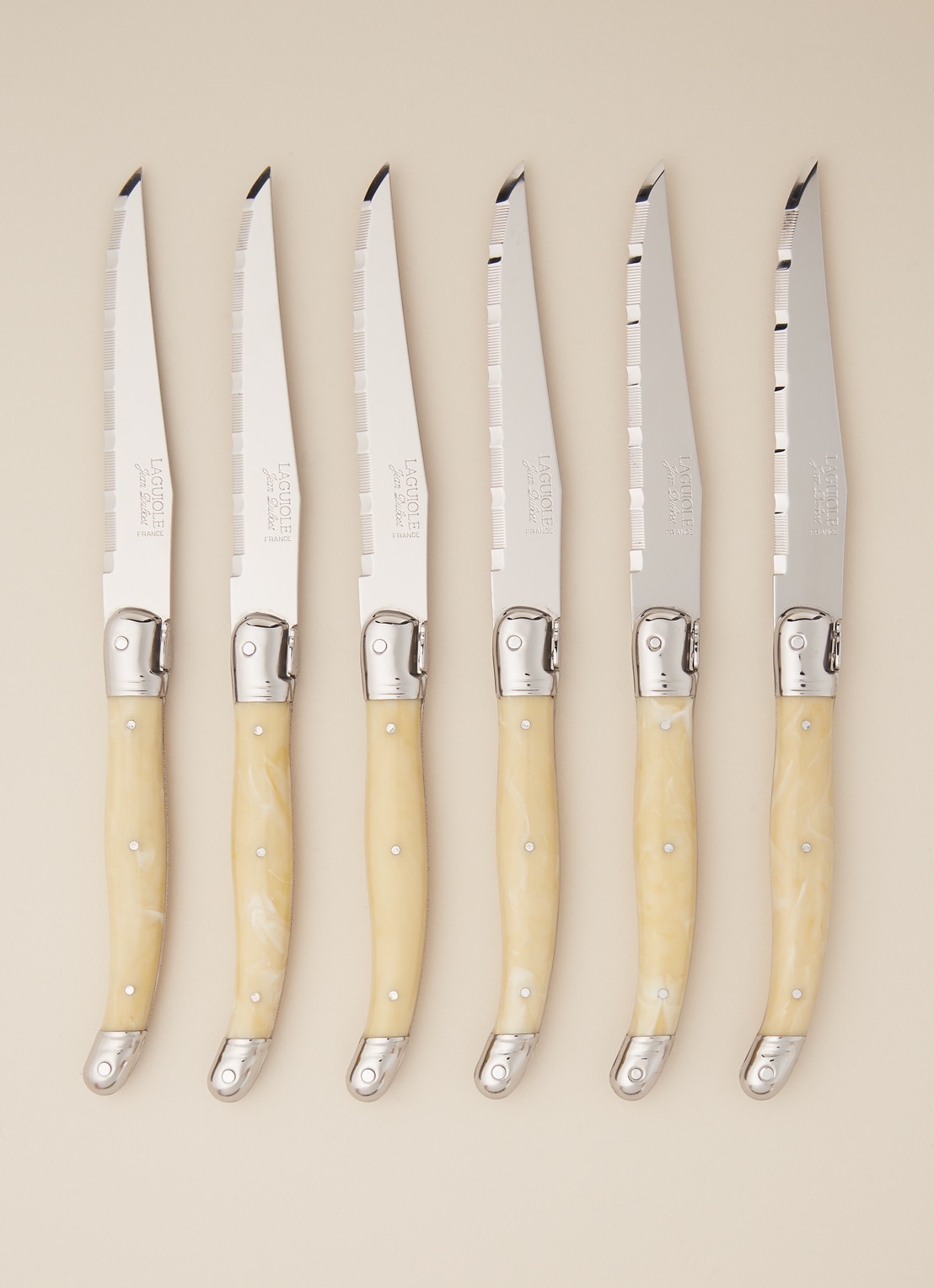 Laguiole Jean Dubost Steakmes set van 6 - voorkant 3 ivoor