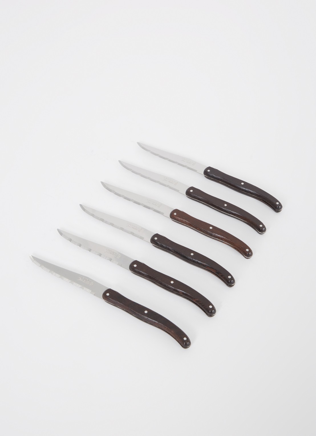Laguiole Jean Dubost Steakmes set van 6 - voorkant 2 donkerbruin