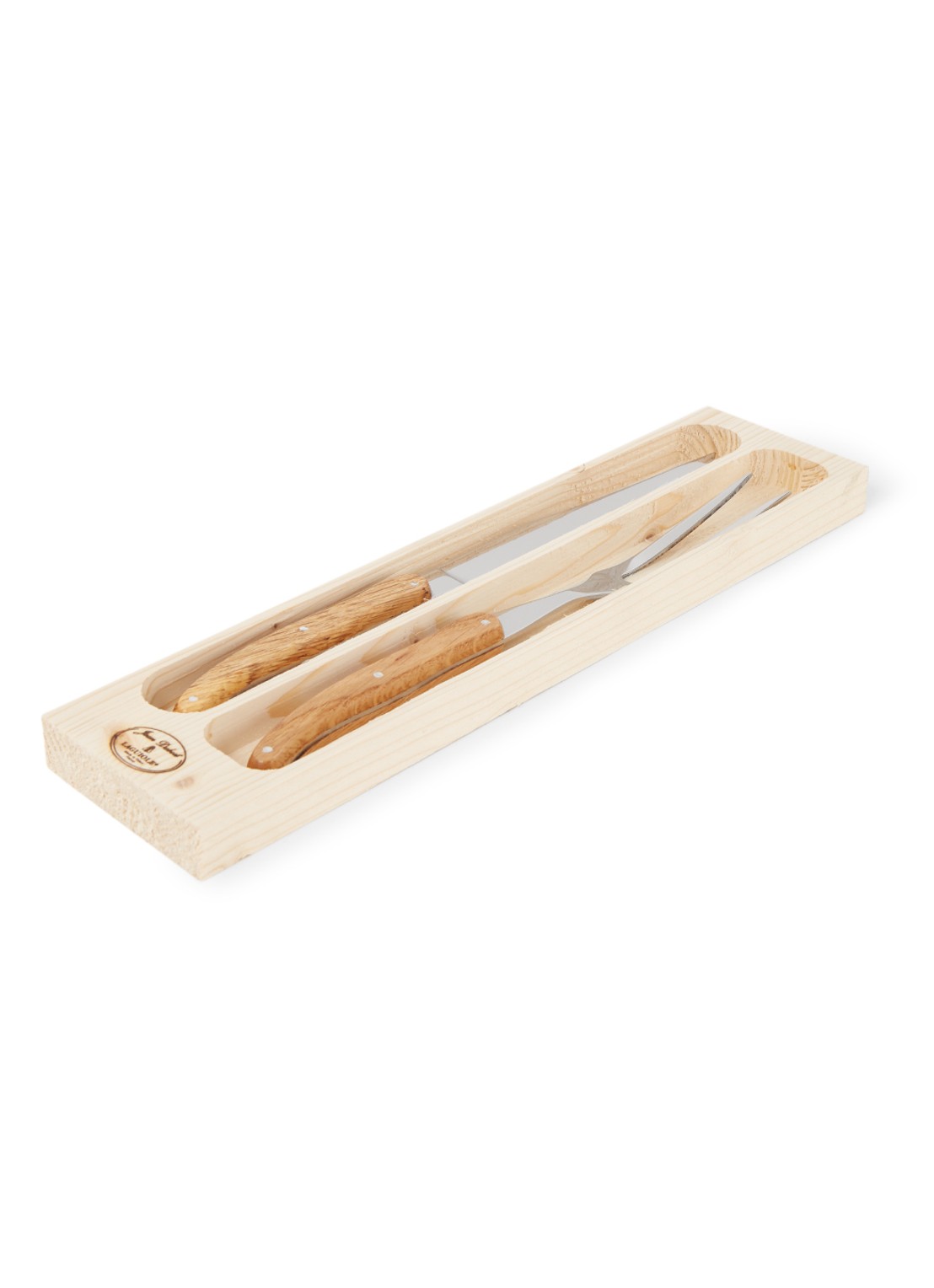 Laguiole Jean Dubost Trancheerset 2-delig - voorkant camel