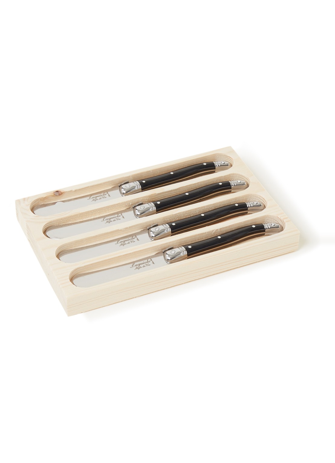 Laguiole Style de Vie Botermes set van 4 - voorkant zwart