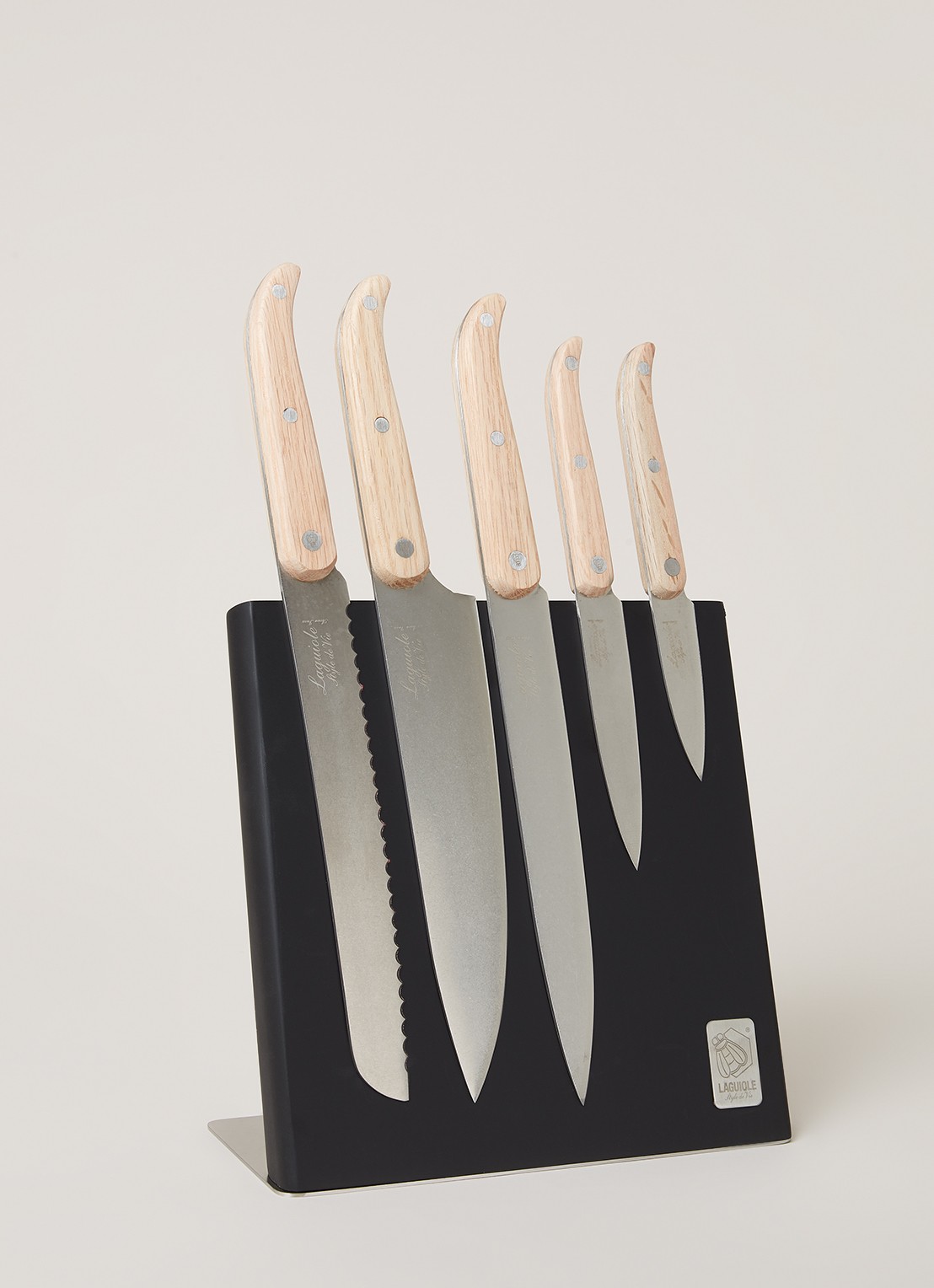 Laguiole Style de Vie Innovation Line magnetisch messenblok met messenset 5-delig - voorkant 3 creme