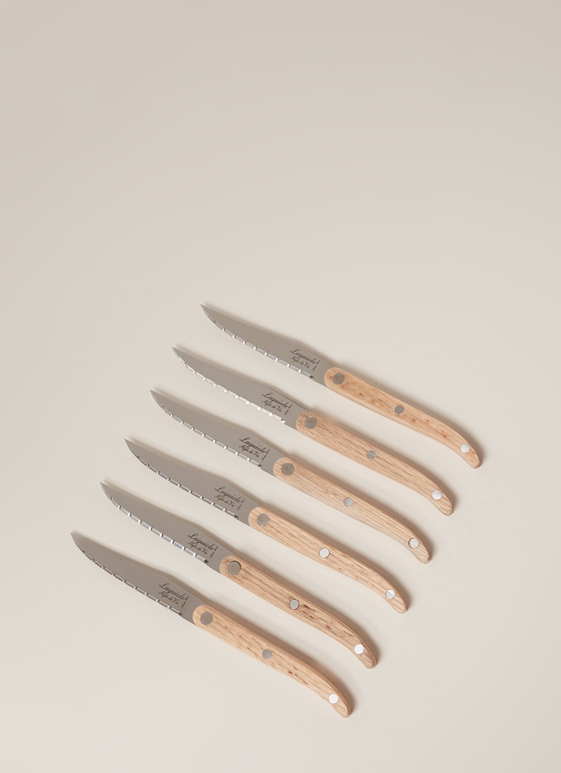 Laguiole Style de Vie Innovation Line steakmes set van 6  - voorkant 2 lichtbruin