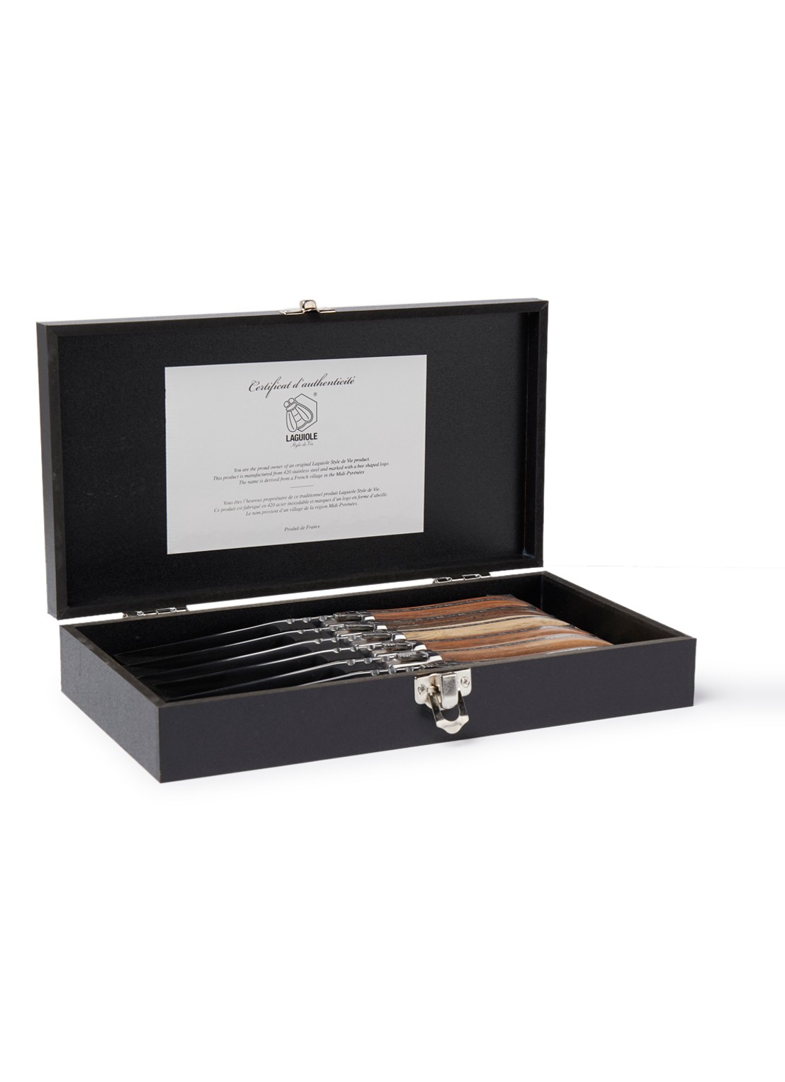 Laguiole Style de Vie Luxury Line steakmes set van 6 - voorkant bruin
