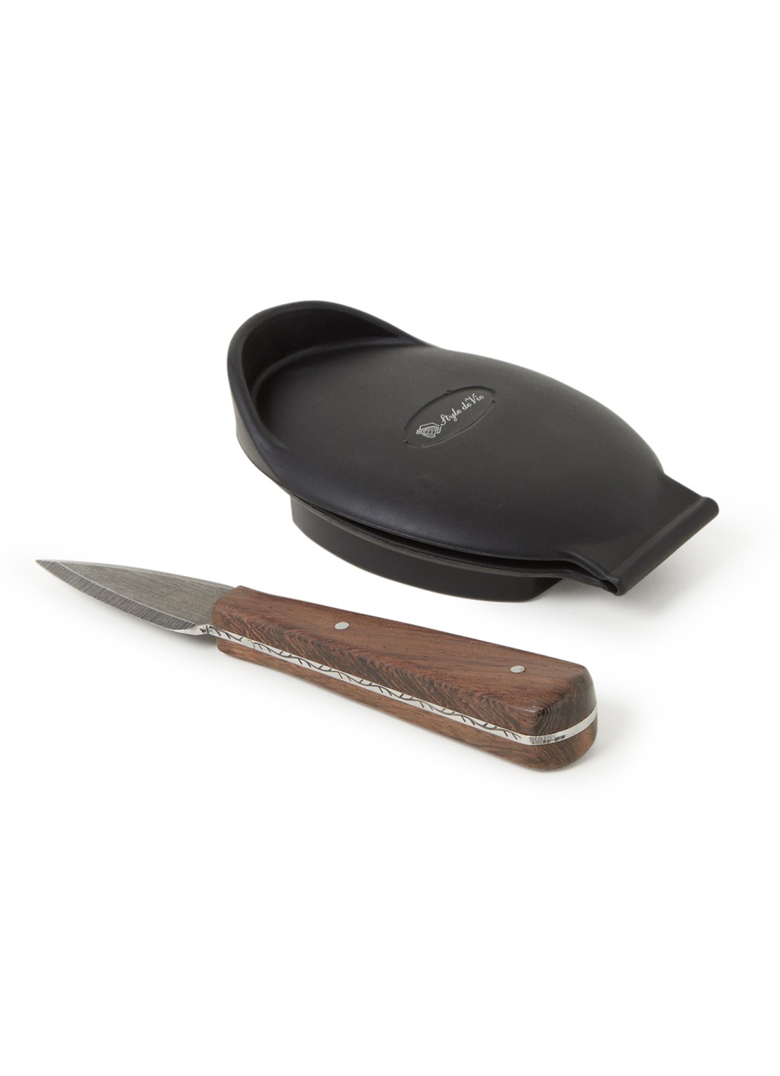 Laguiole Style de Vie Oestermes met beschermer 15 cm - voorkant 2 donkerbruin