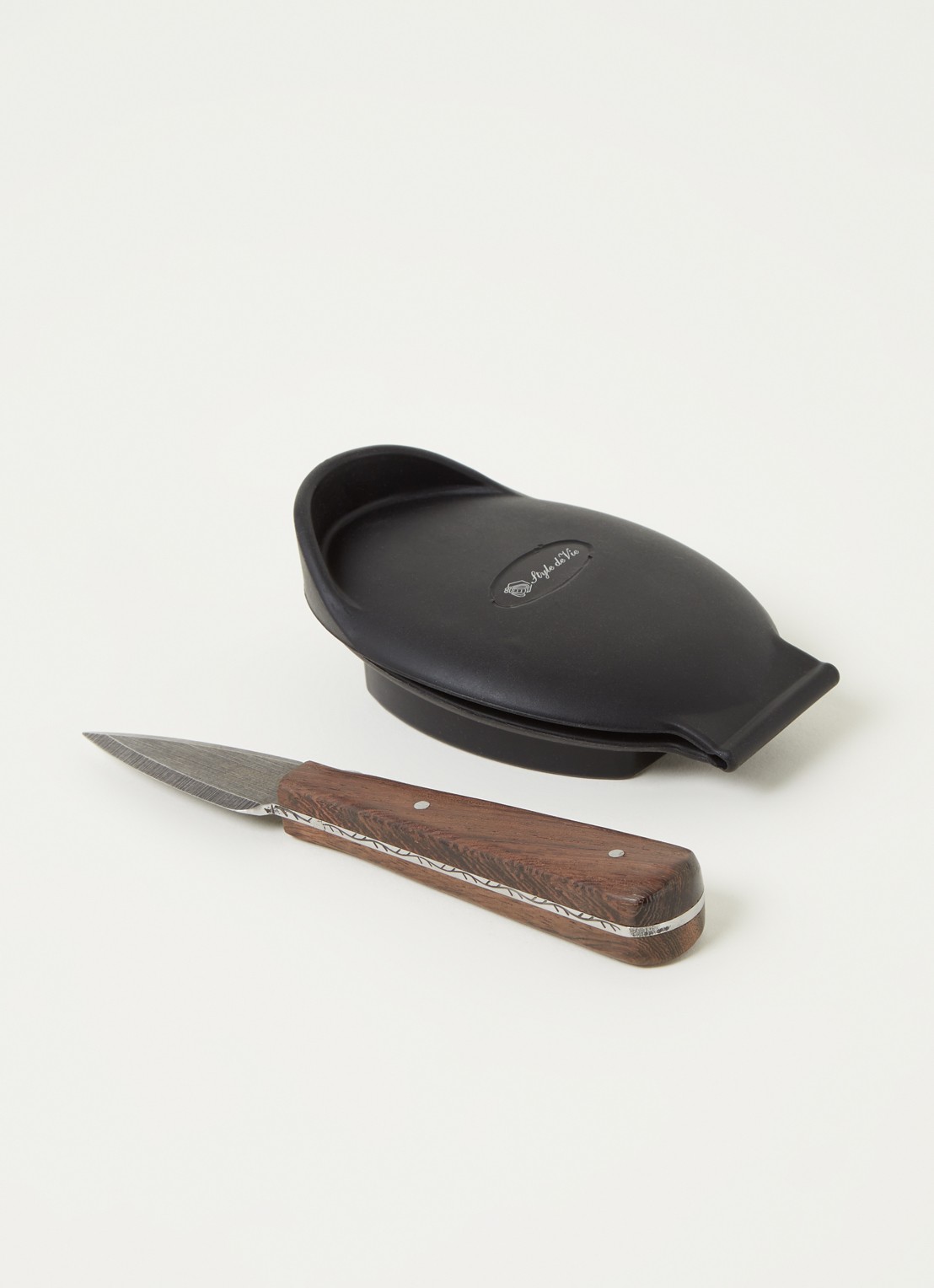 Laguiole Style de Vie Oestermes met beschermer 15 cm - voorkant 3 donkerbruin