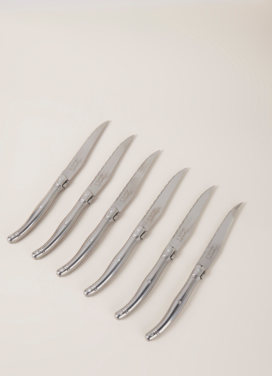 Laguiole Style de Vie Premium Line steakmes set van 6 - voorkant 2 zilver