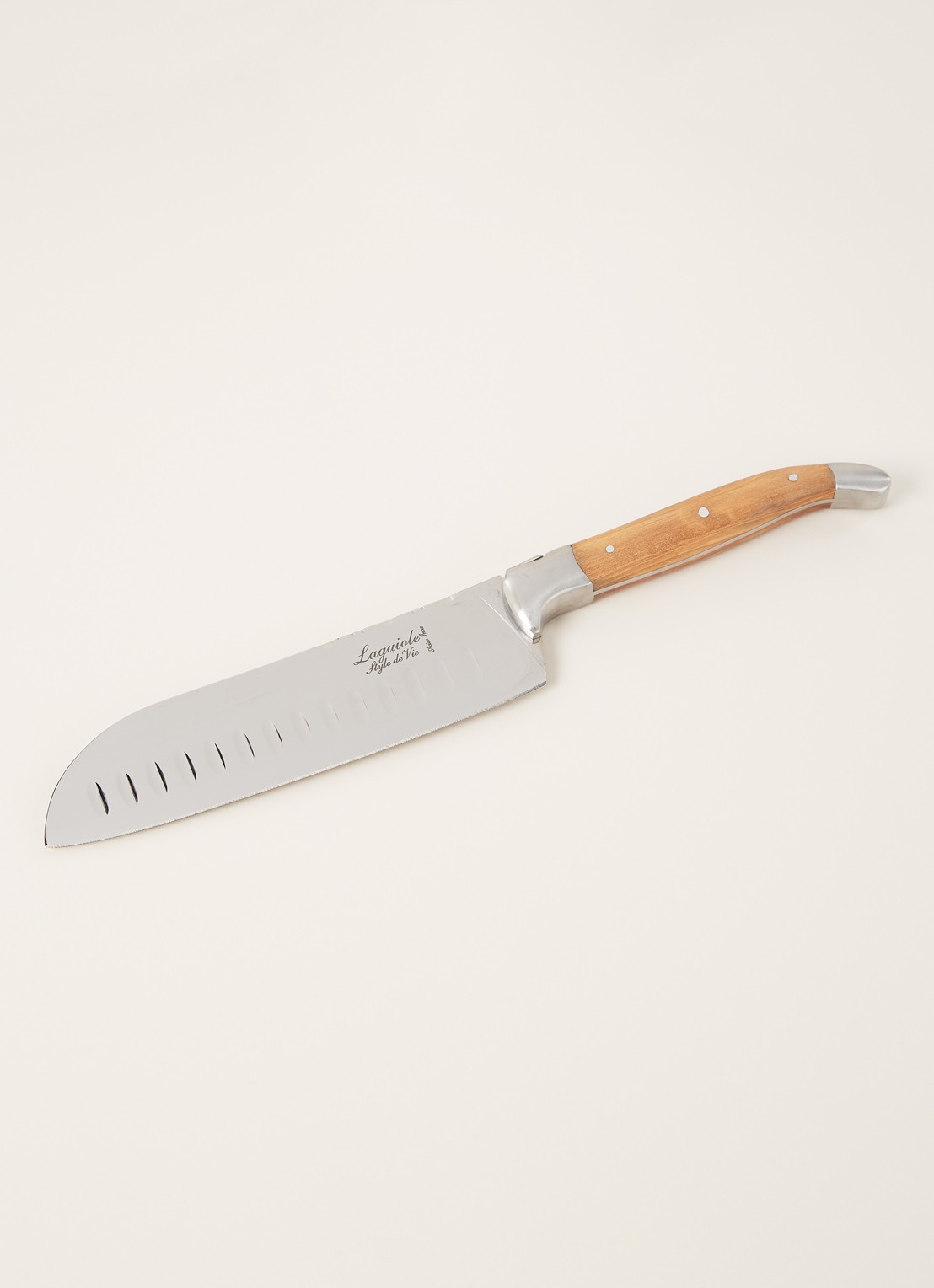 Laguiole Style de Vie Santoku mes met snijplank 32 cm - voorkant 2 hazelnootbruin