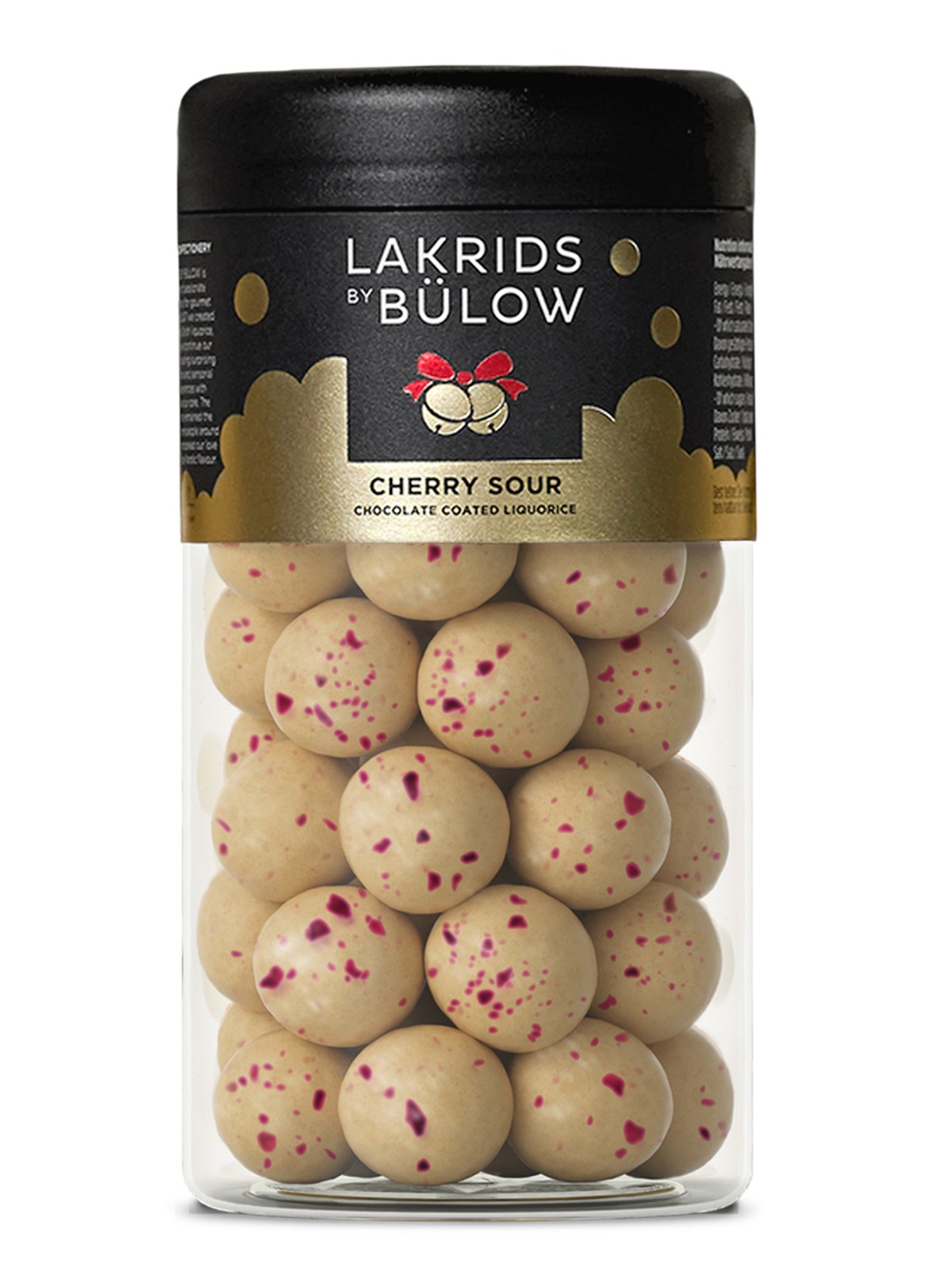 Lakrids by Bülow Regular Cherry Sour drop met chocolade 270 gram - voorkant beige