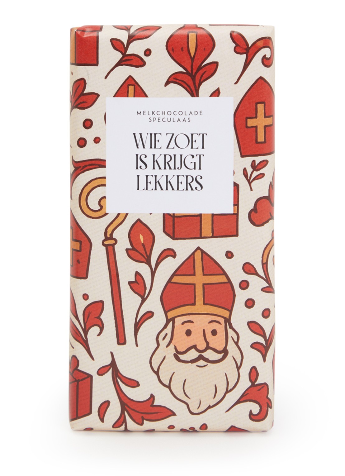 Lambertz & Visser Sinterklaas Speculaas chocoladereep 100 gram  - voorkant rood