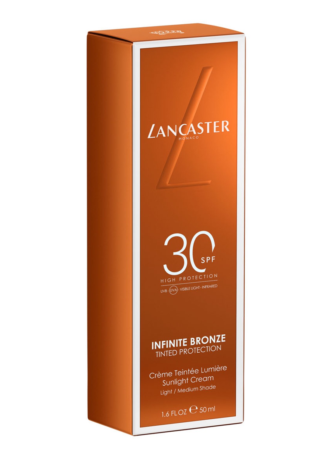 Lancaster Infinite Bronze Tinted Protection SPF 30 - getinte dagcrème - voorkant 7 light/medium