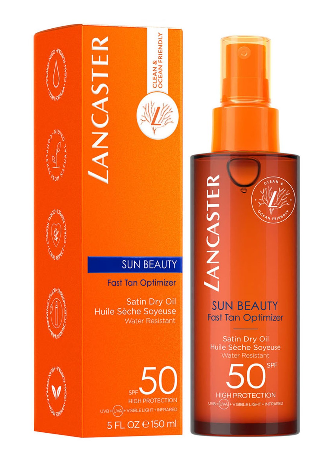 Lancaster Sun Beauty Fast Tan Optimizer Satin Dry Oil SPF 50 - zonneolie  - voorkant 7 undefined