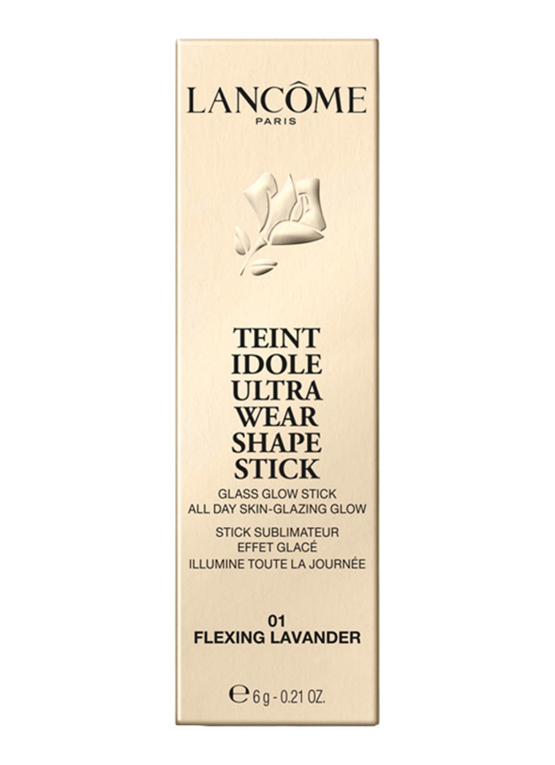 Lancôme Teint Idole Ultra Wear Shape Stick Glow Highlighter - highlighter stick - voorkant 6 01 flexing lavender