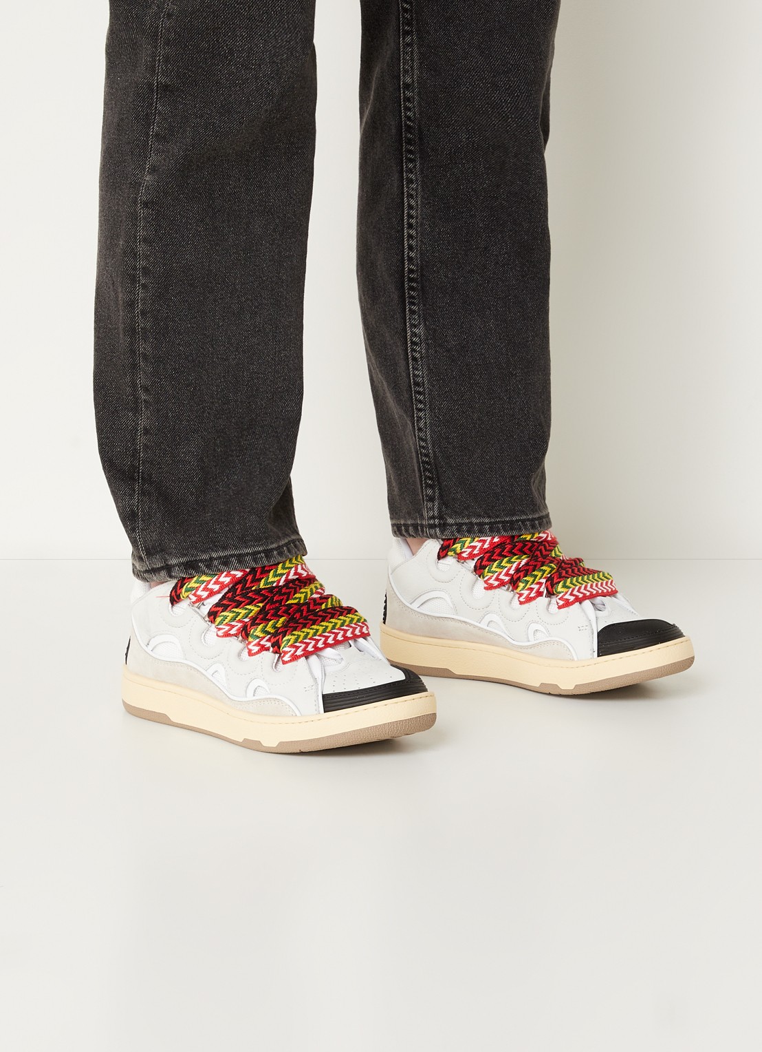 Lanvin Curb sneaker met leren details - voorkant 2 wit