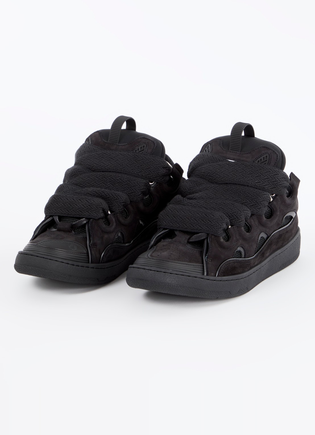 Lanvin Curb sneaker van kalfsleer met mesh details - detail zwart