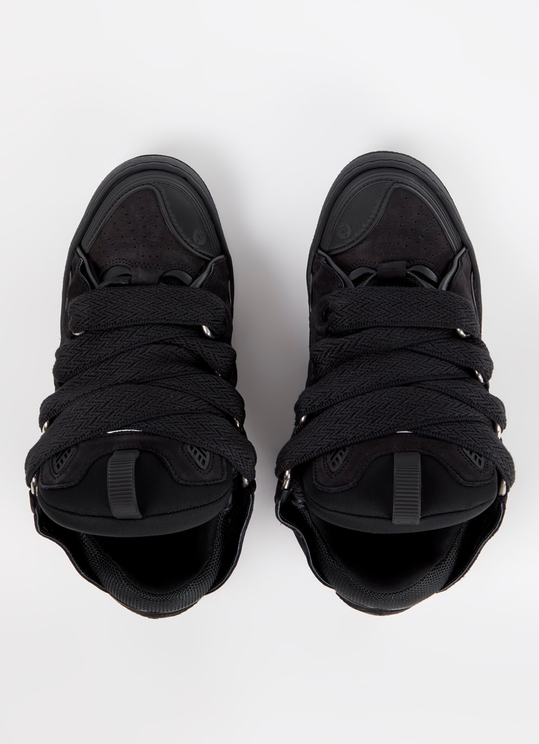 Lanvin Curb sneaker van kalfsleer met mesh details - detail 2 zwart