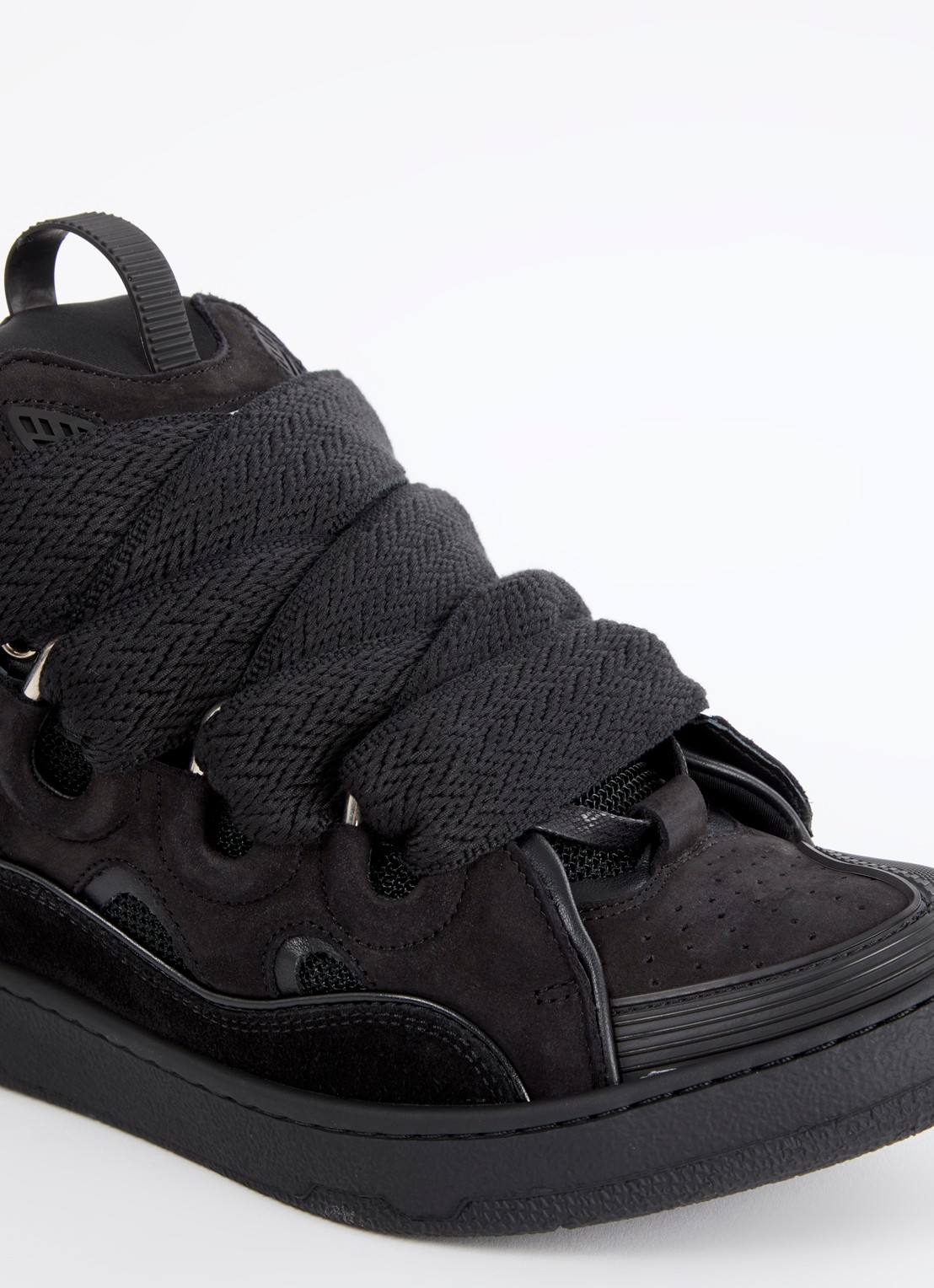 Lanvin Curb sneaker van kalfsleer met mesh details - detail 4 zwart