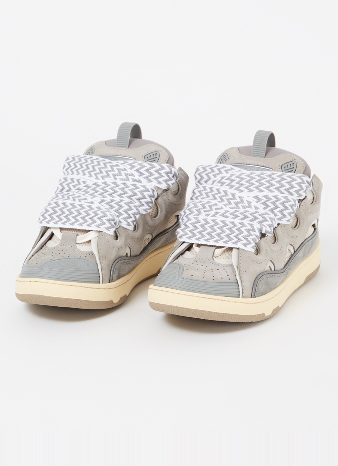 Lanvin Curb sneaker van kalfsleer met suède details  - detail 3 grijs