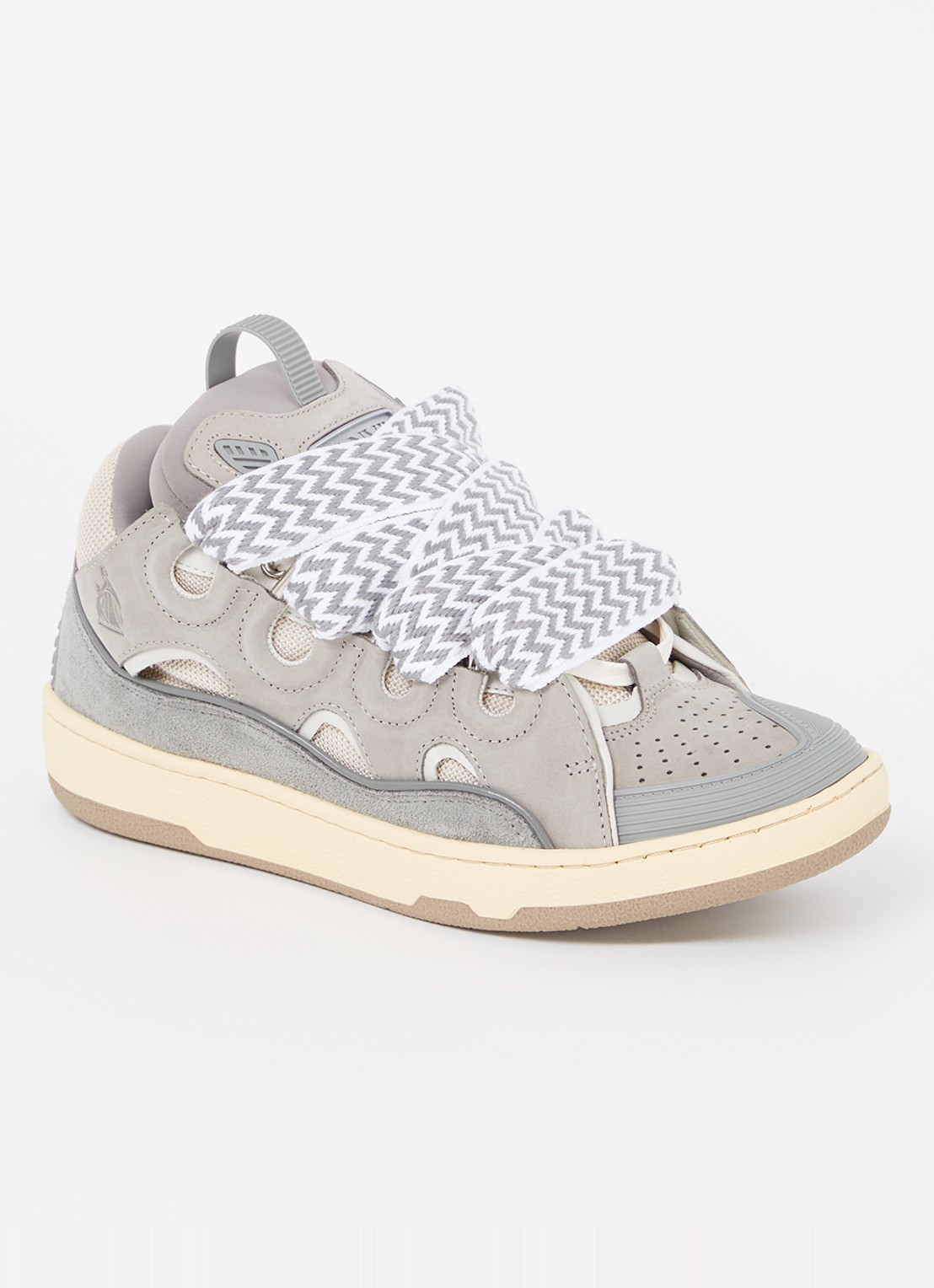 Lanvin Curb sneaker van kalfsleer met suède details  - voorkant grijs