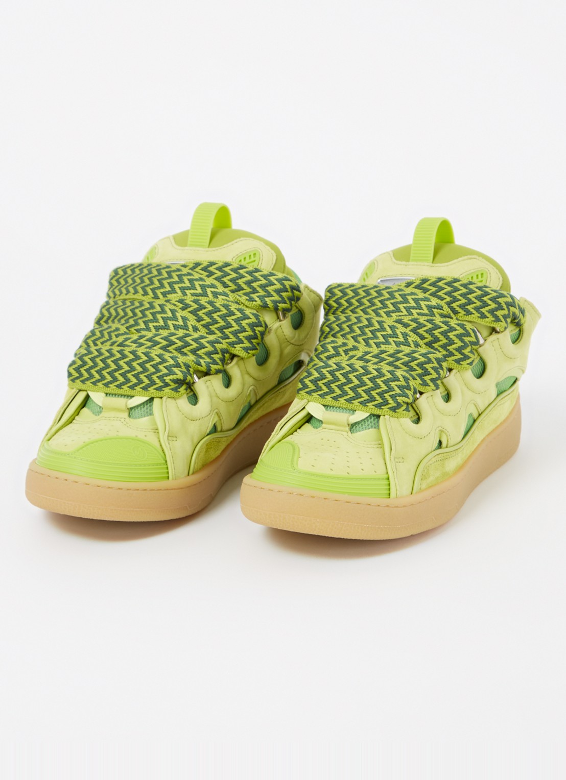 Lanvin Curb sneaker van kalfsleer met suède details  - detail 3 lime