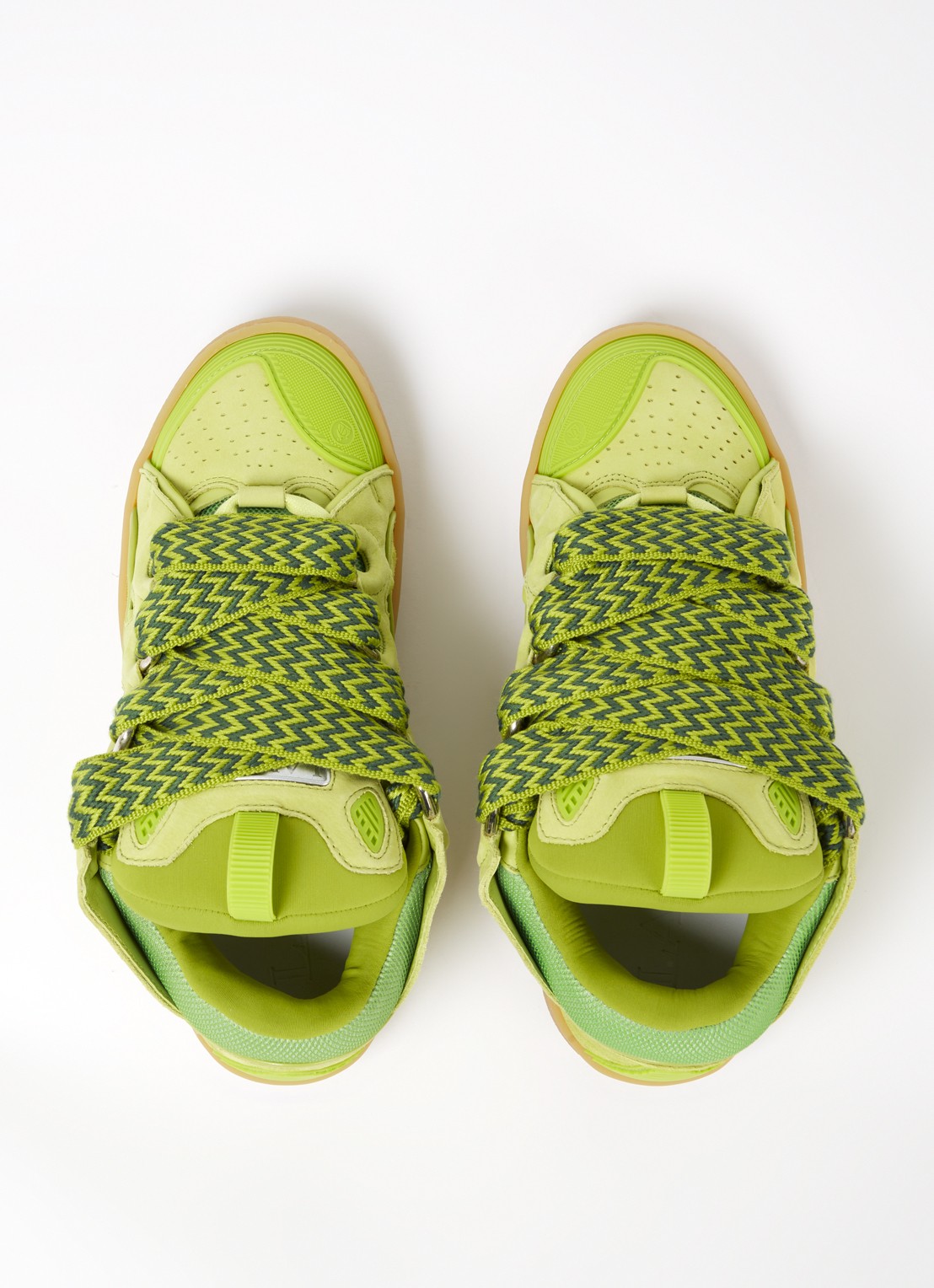 Lanvin Curb sneaker van kalfsleer met suède details  - detail 4 lime