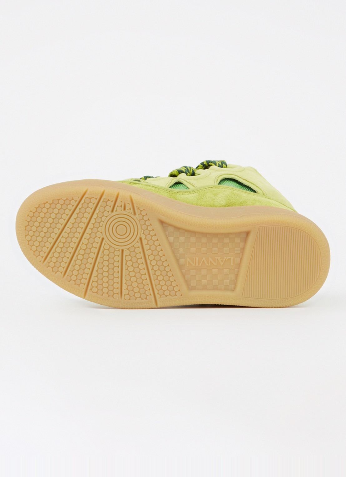Lanvin Curb sneaker van kalfsleer met suède details  - detail 5 lime