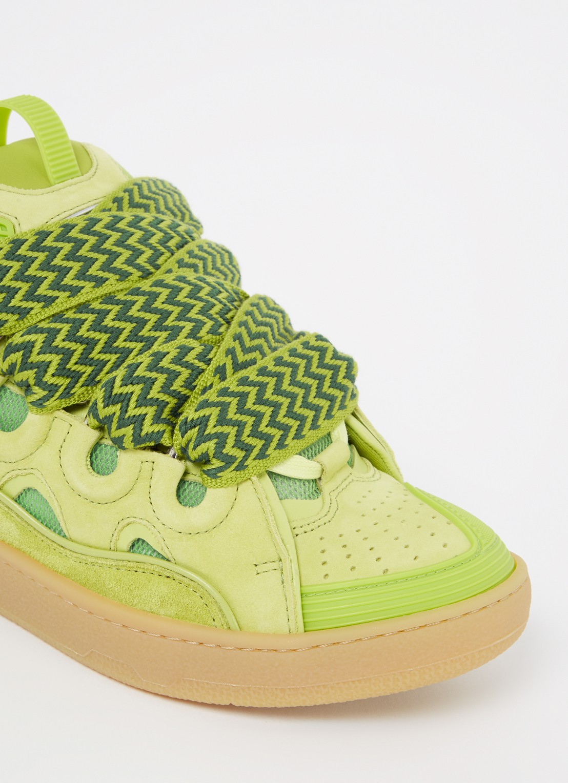 Lanvin Curb sneaker van kalfsleer met suède details  - detail 6 lime