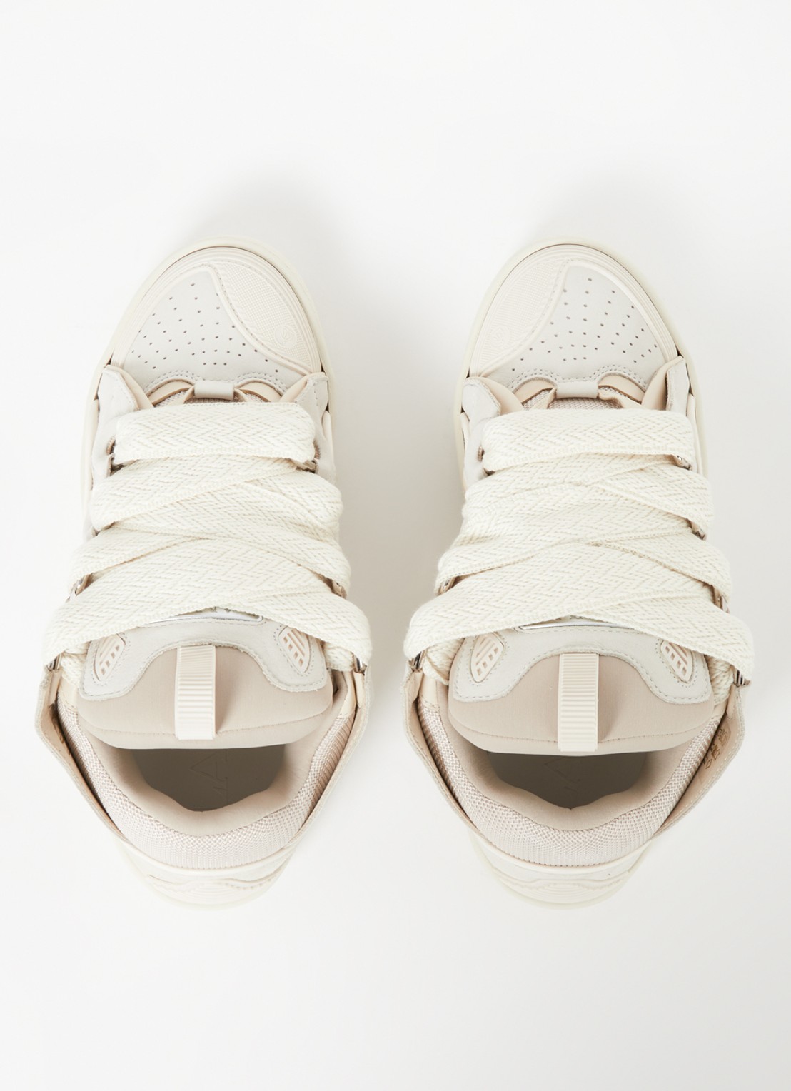 Lanvin Curb sneaker van kalfsleer met suède details - detail 3 beige