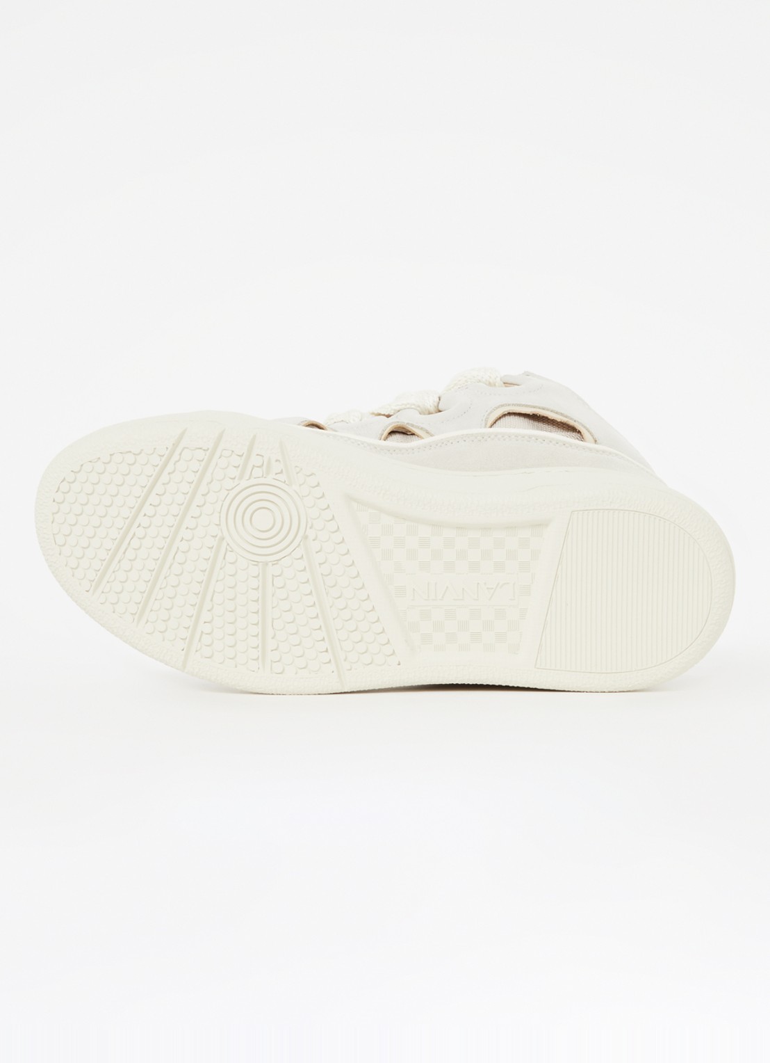 Lanvin Curb sneaker van kalfsleer met suède details - detail 4 beige