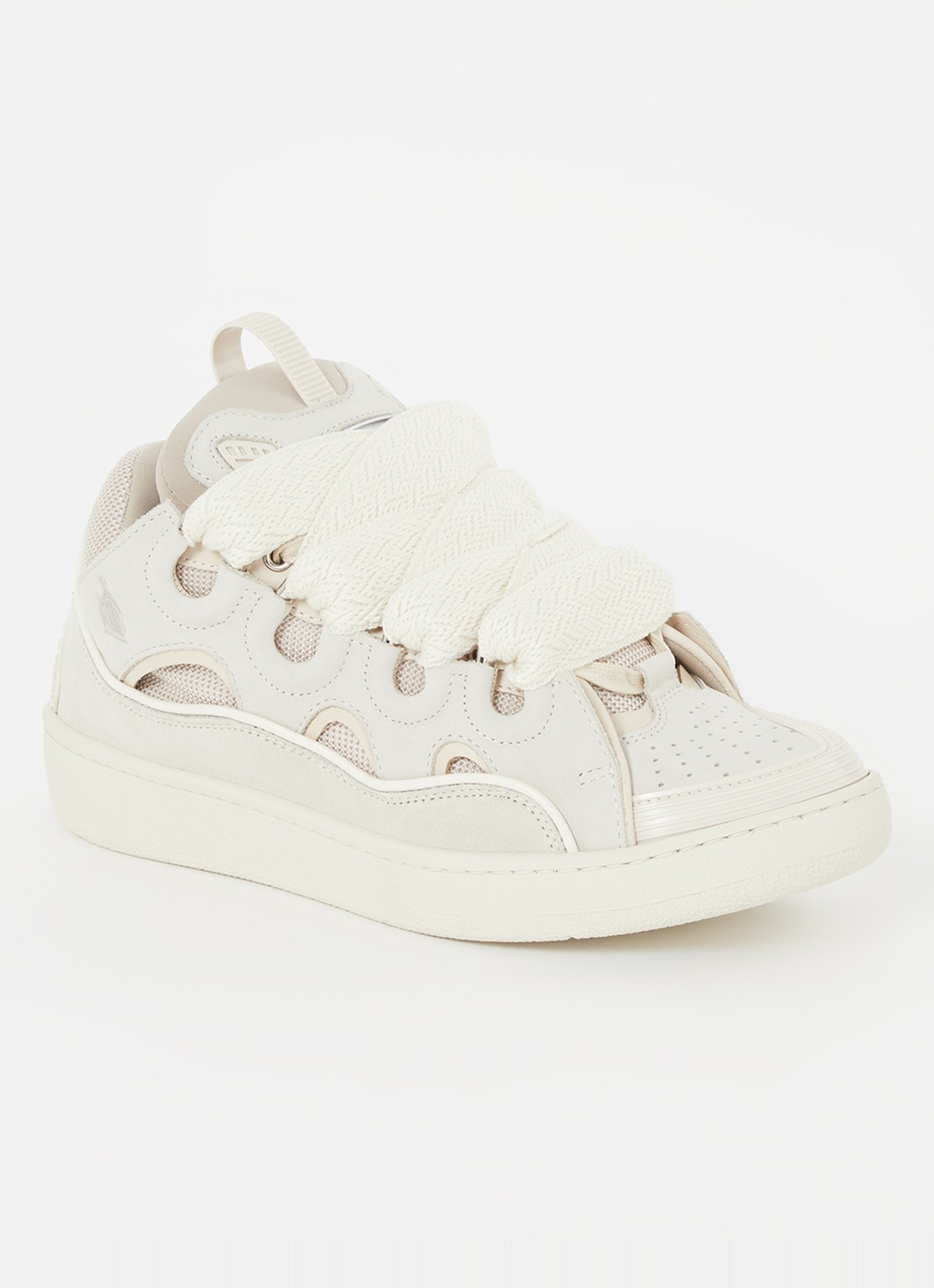 Lanvin Curb sneaker van kalfsleer met suède details - voorkant 6 beige