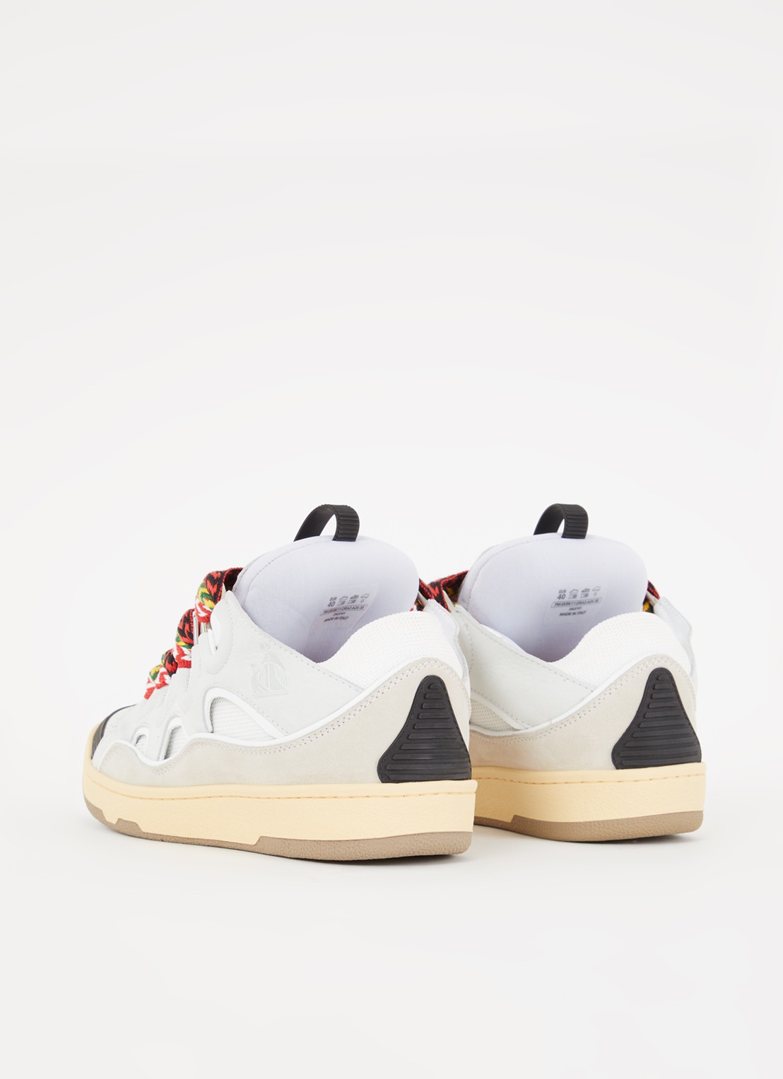 Lanvin Curb sneaker van kalfssuède met mesh details - achterkant 3 lichtgrijs
