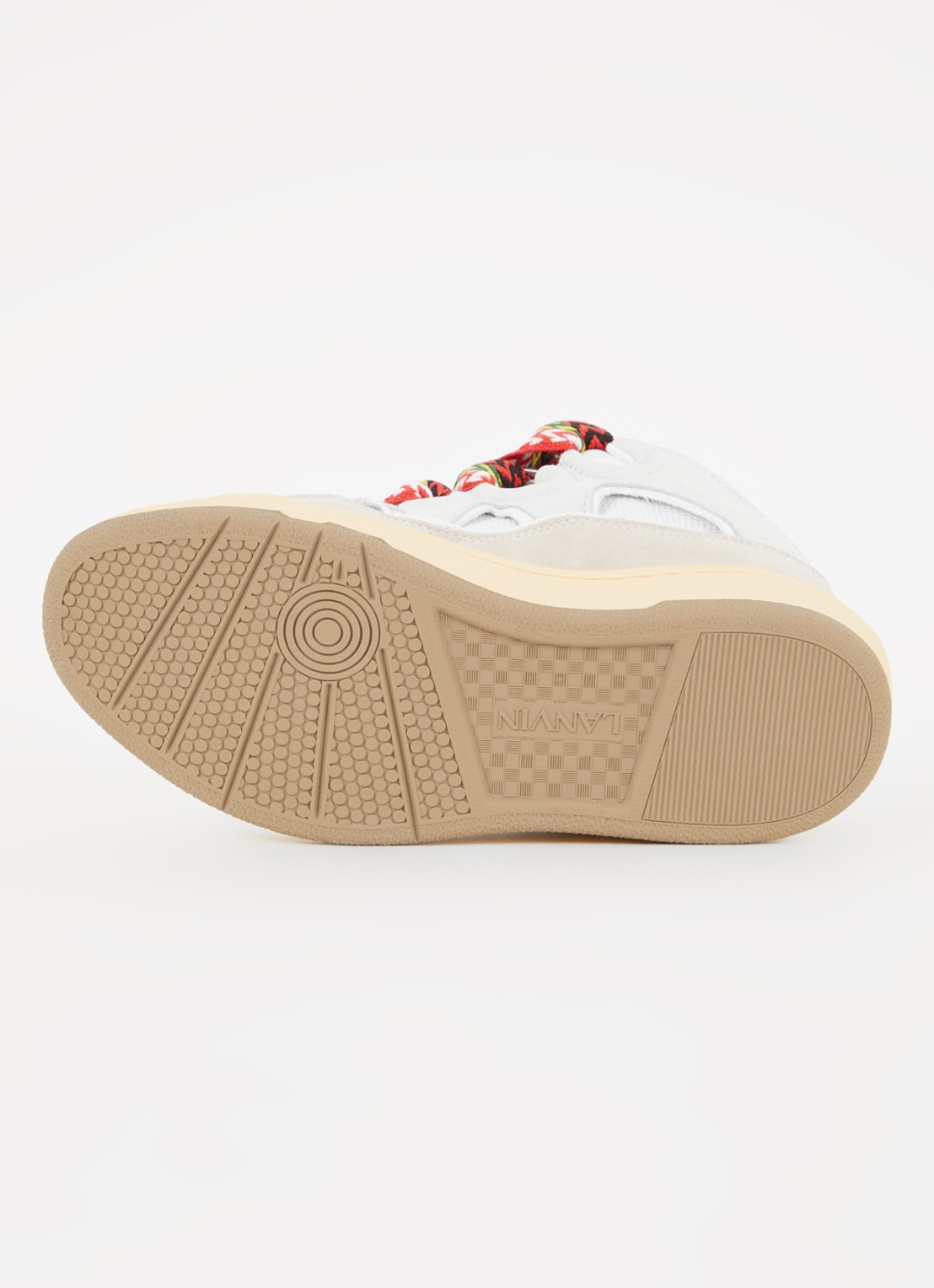 Lanvin Curb sneaker van kalfssuède met mesh details - detail 6 lichtgrijs