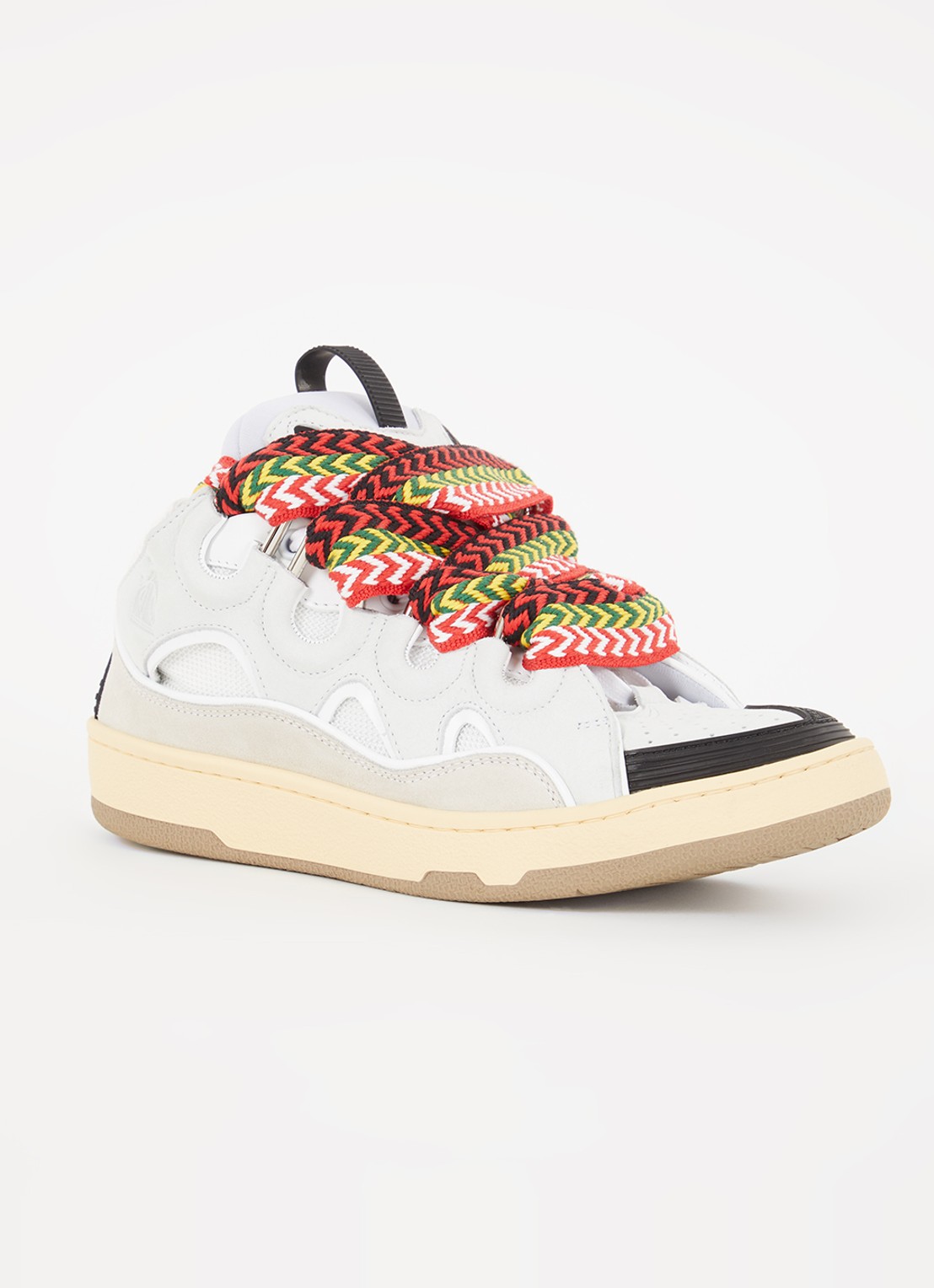 Lanvin Curb sneaker van kalfssuède met mesh details - voorkant lichtgrijs