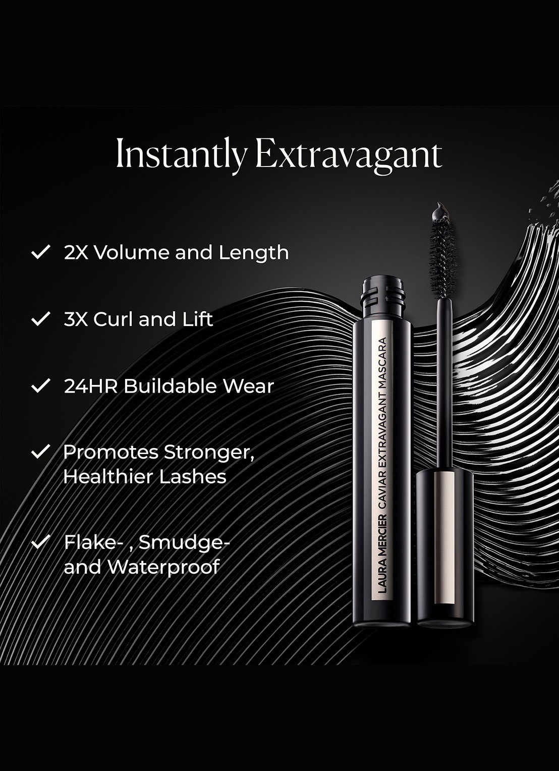 Laura Mercier Mini Caviar Extravagant Mascara  - detail 5 black