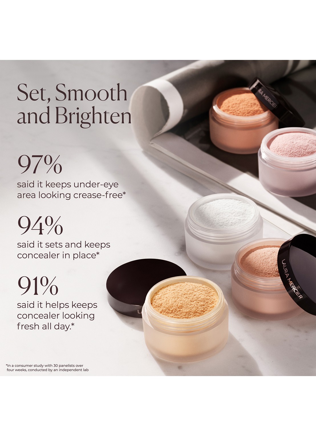 Laura Mercier Secret Brightening Under Eye Setting Powder - losse poeder - achterkant soft pink