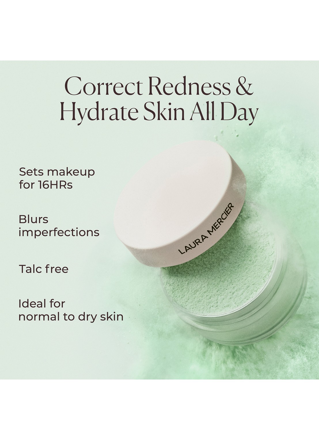 Laura Mercier Translucent Loose Setting Powder Ultra Blur Mint - losse poeder - detail 6 mint