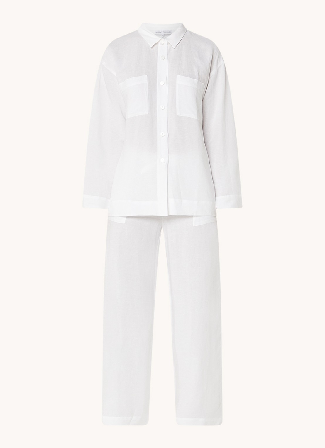 Laurence Tavernier Maldives pyjamaset in linnenblend  - voorkant 2 wit