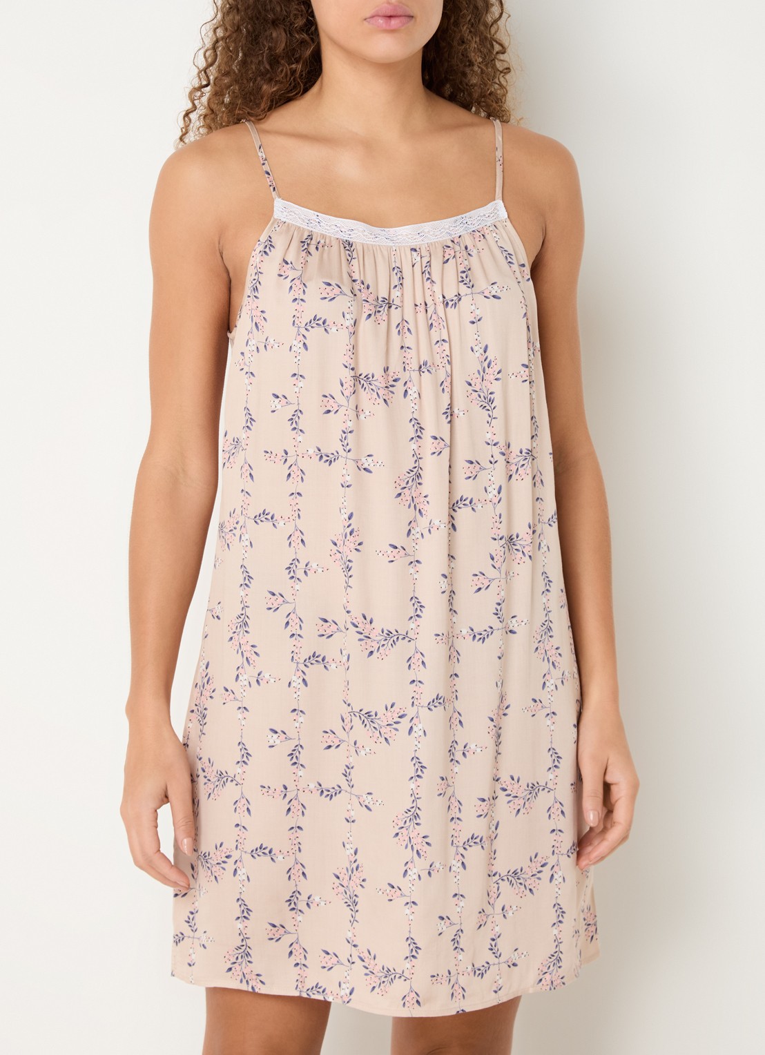 Laurence Tavernier Manon nachthemd met bloemenprint - detail 6 beige