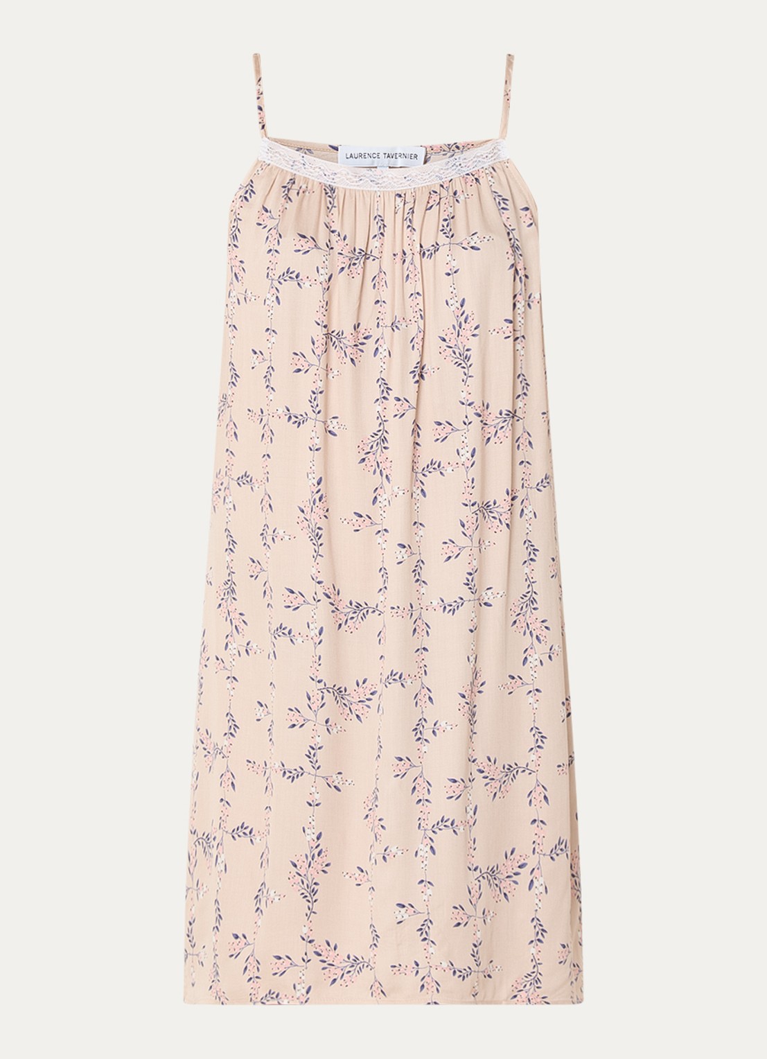Laurence Tavernier Manon nachthemd met bloemenprint - voorkant beige