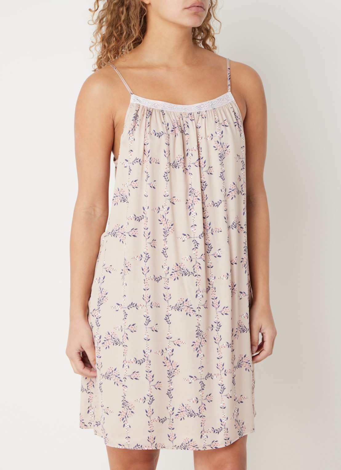 Laurence Tavernier Manon nachthemd met bloemenprint - detail 7 beige