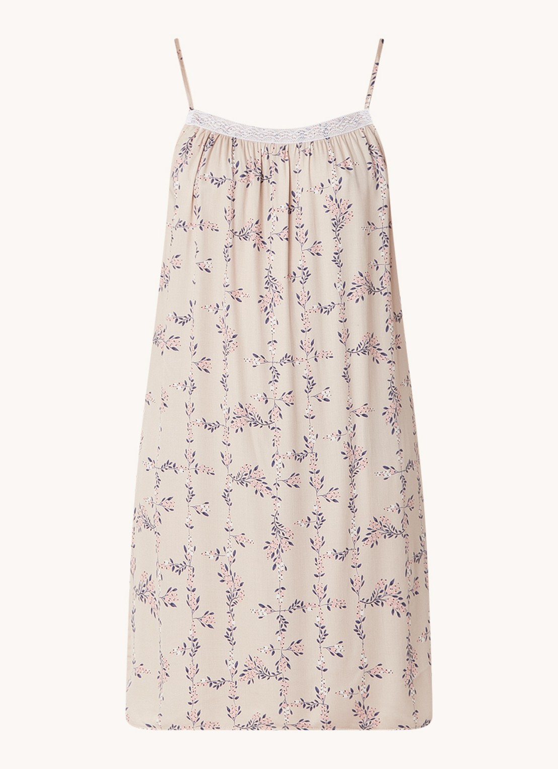 Laurence Tavernier Manon nachthemd met bloemenprint - voorkant 3 beige
