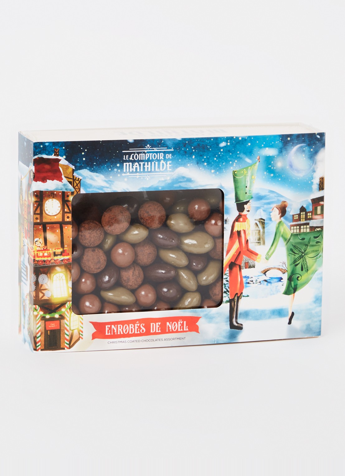 Le Comptoir de Mathilde Chocolade parels, amandelen en hazelnoten omhuld met melkchocolade en karamel 300 gram - voorkant 2 undefined