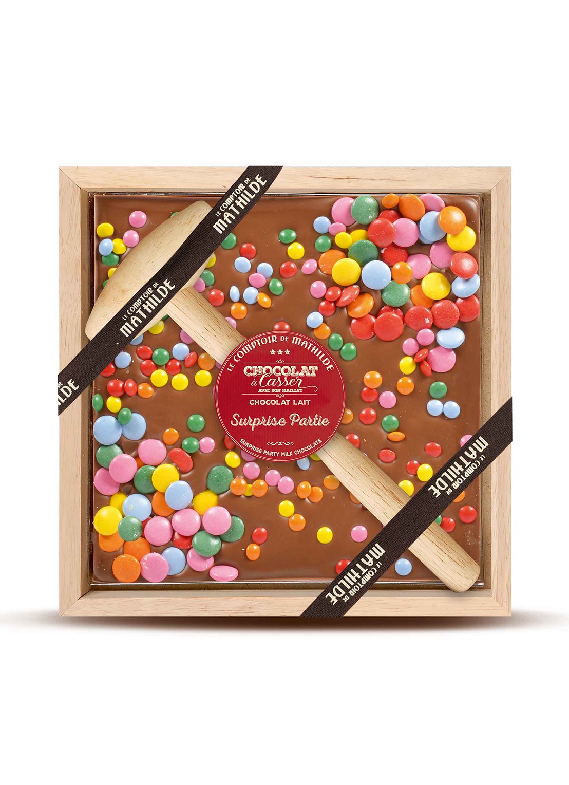 Le Comptoir de Mathilde Melk chocoladereep met gekleurde chocolade 350 gram - voorkant undefined