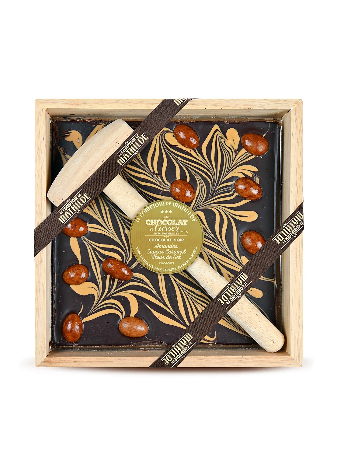 Le Comptoir de Mathilde Pure chocoladereep met caramel en amandel 350 gram - voorkant undefined