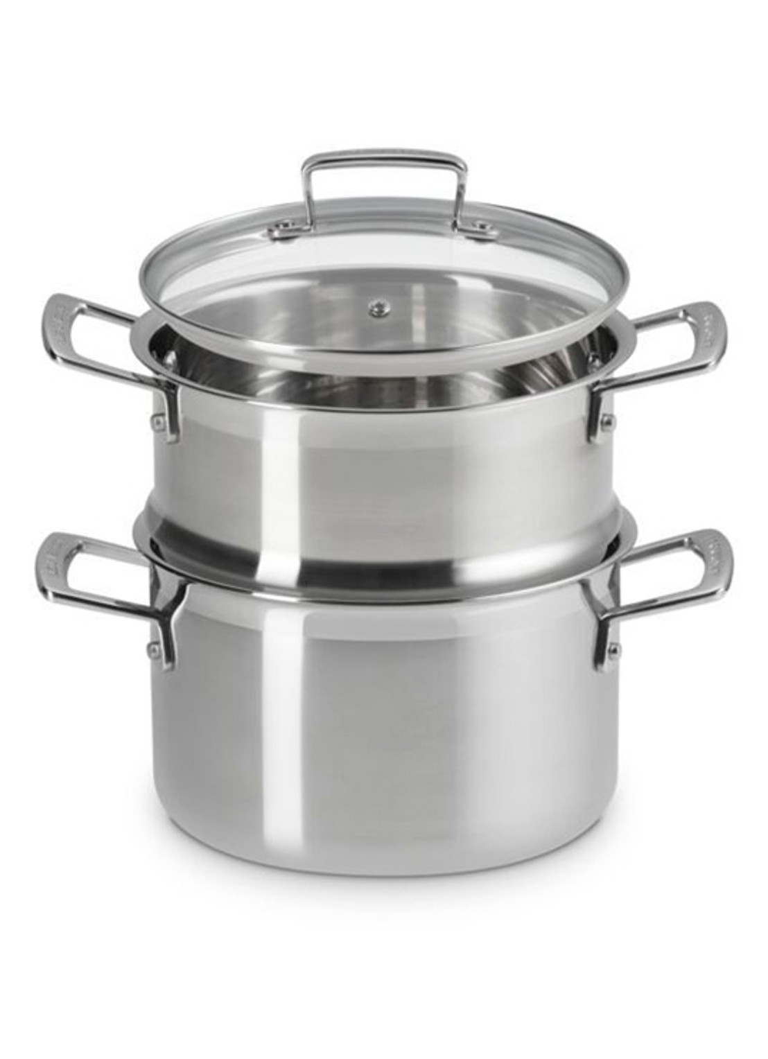 Le Creuset 3-ply kookpan met stoominzet 20 cm - achterkant 6 beige