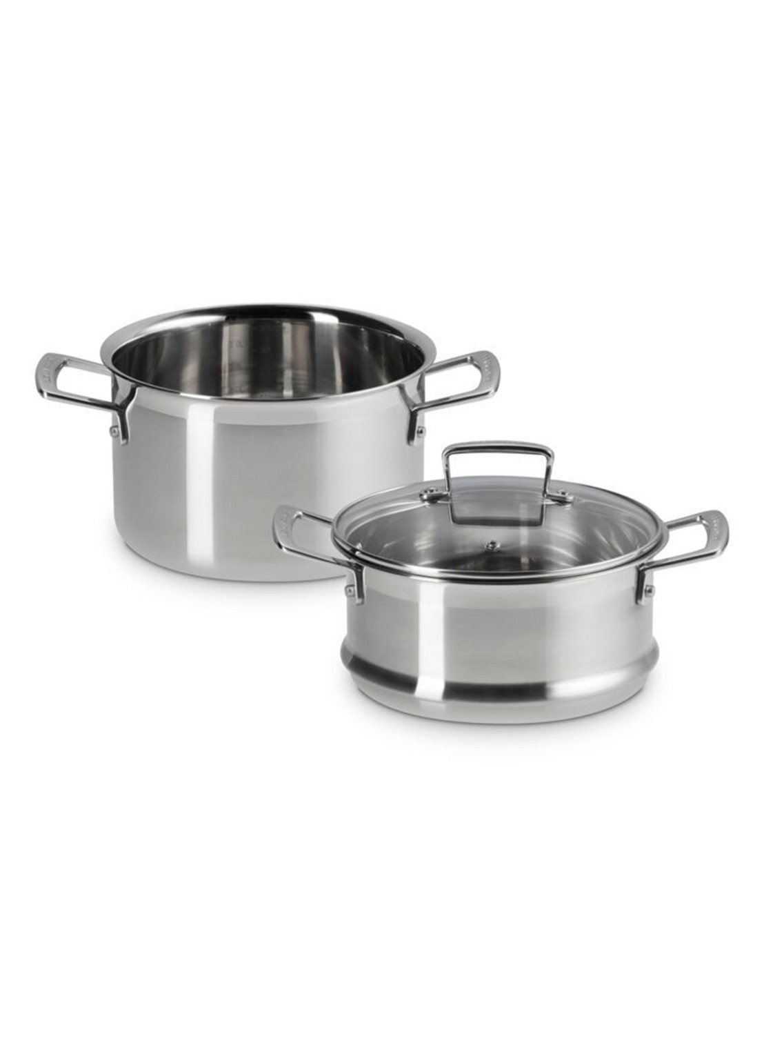 Le Creuset 3-ply kookpan met stoominzet 20 cm - voorkant 2 beige